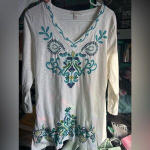 Boho embroidered Tunic Top